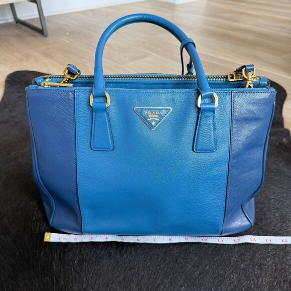 Prada Saffiano Blue Colorblock Tote Bag - Picture 9 of 11